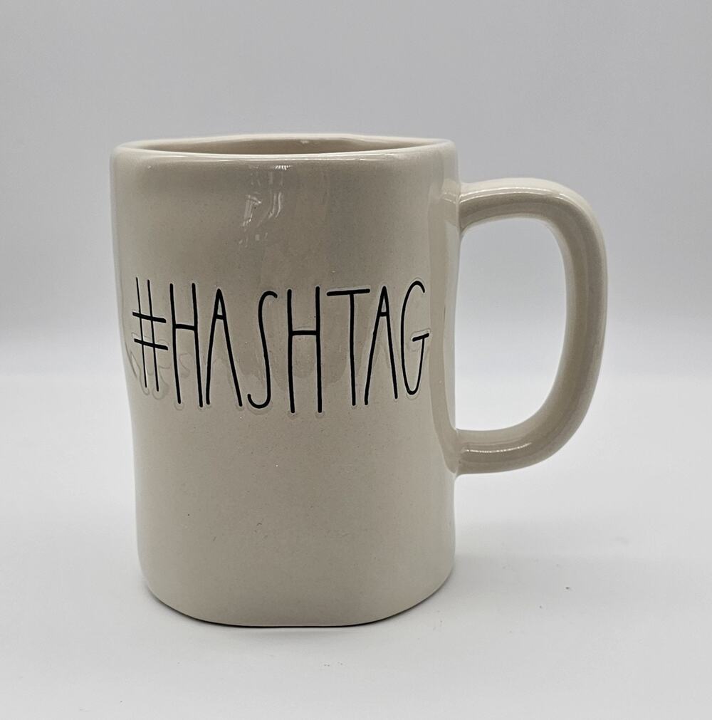 Rae Dunn #HASHTAG Magenta Large Letter M Coffee Mug